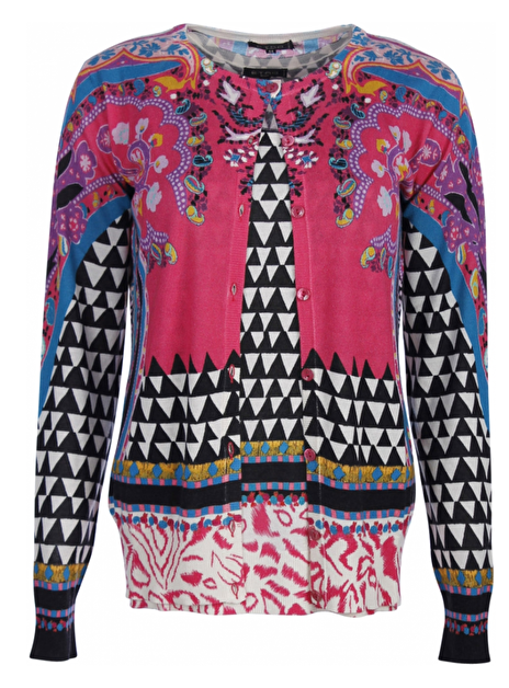 Twinset roze dessin met zwart en wit