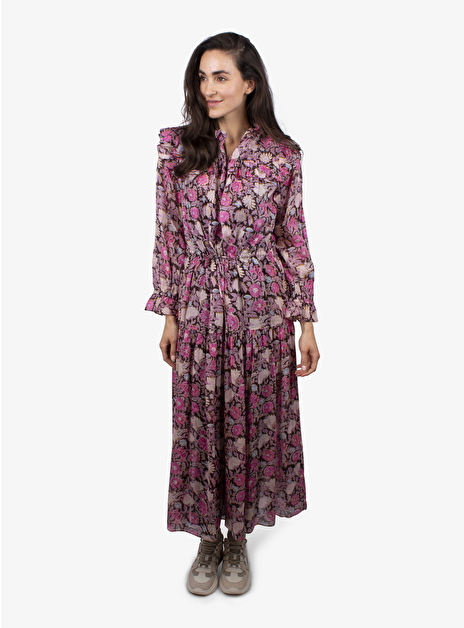 Jurk Eina bloemen rose beige bruin