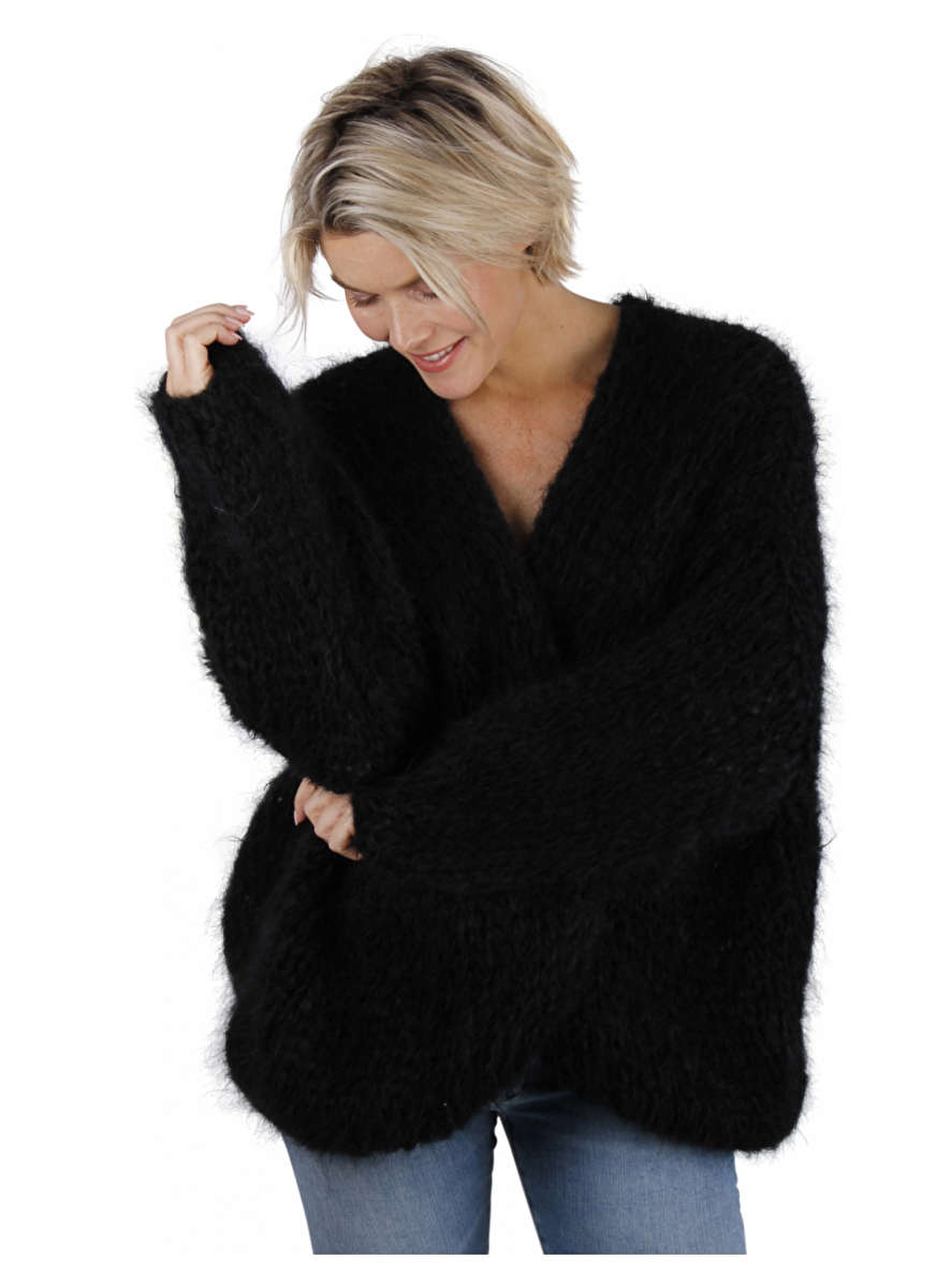Vest mohair zwart | DELSCHER. Fashion