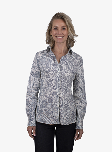 Blouse paisley print offwhite blauw