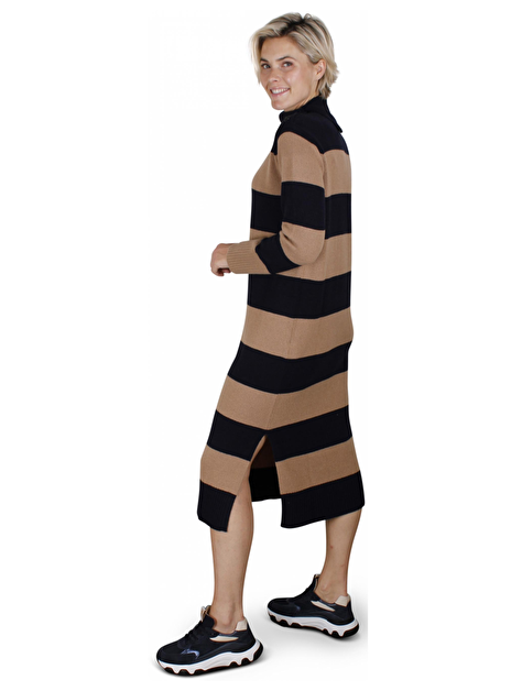 Jurk Musa streep camel/marine