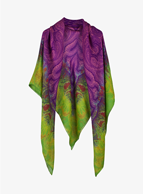 Shawl cashmere paars groen