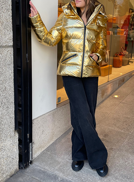 Jack madalyn puffer goud met zwarte ritsen