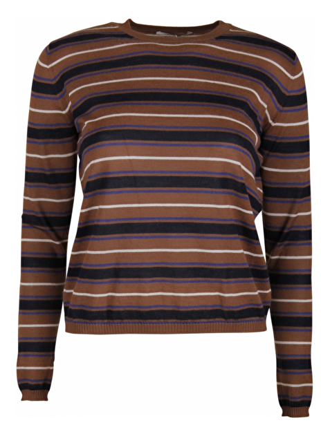 Pull cashmere streep bruin beige blauw