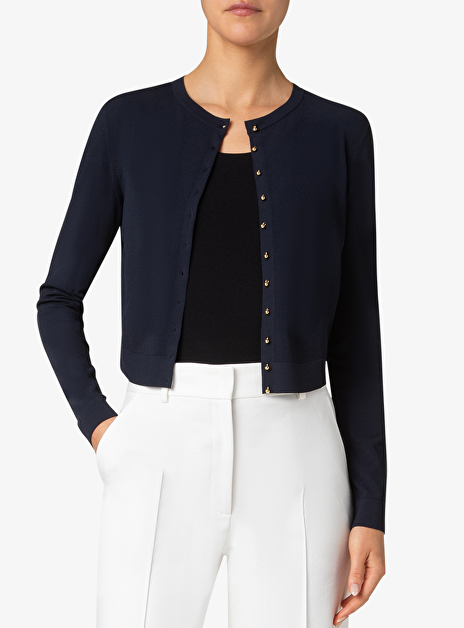 Vestje marine met kleine ronde gouden knoopjes