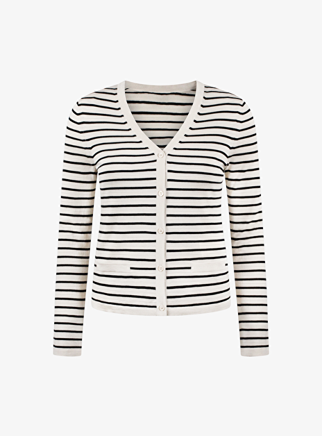 Vest streep beige marine v hals