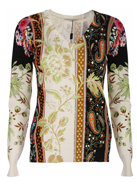 pull v hals print offwhite color