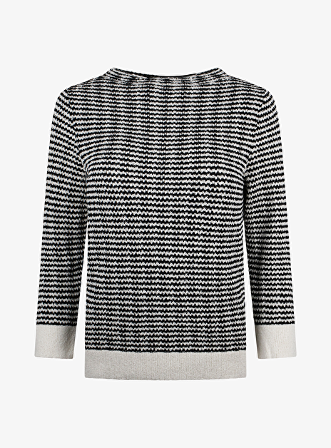 Pull lizbet lily streep zwart beige boothalsje