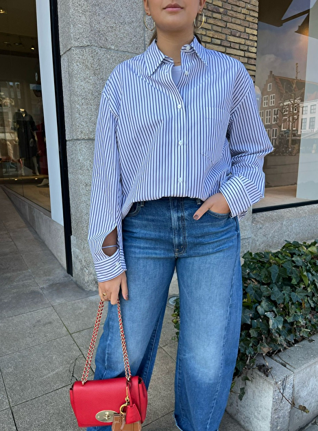 Blouse braxton wit blauw streep