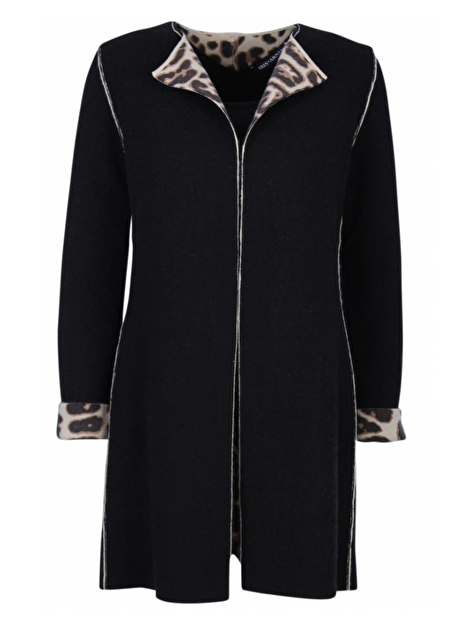 Vest double face jaguar print zwart/zand met zwart