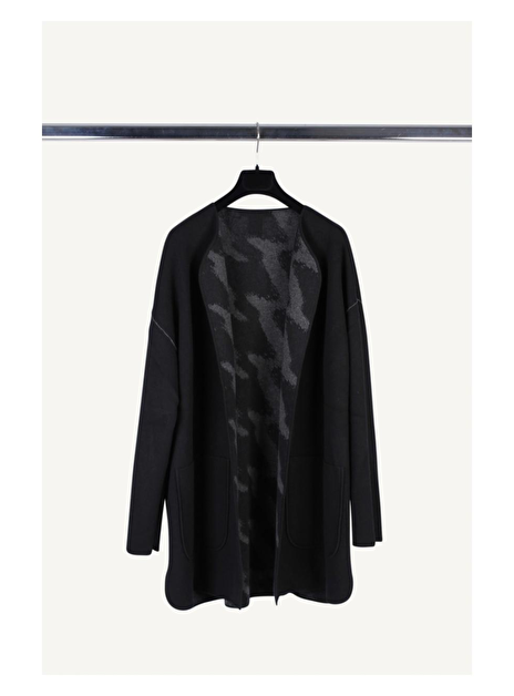 Vest cashmere double face zwart grijs