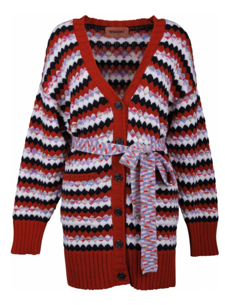 Vest wave steenrood, zwart blauw, taupe