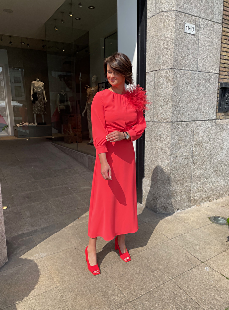 Jurk cava CRÊPE maxi koraal rood