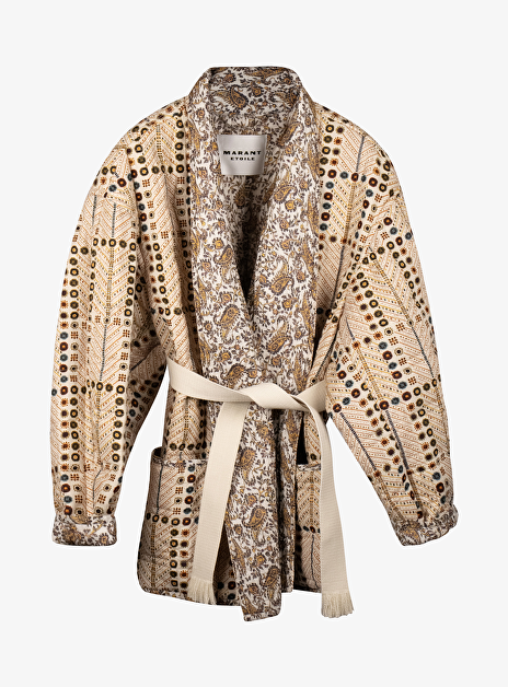 Jasje Chancel offwhite met kleuren dessin en los ceintuur