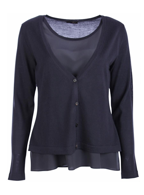 vest met zijde top marine