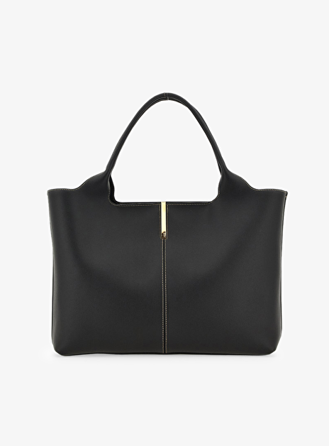 shopping bag in leather medium zwart
