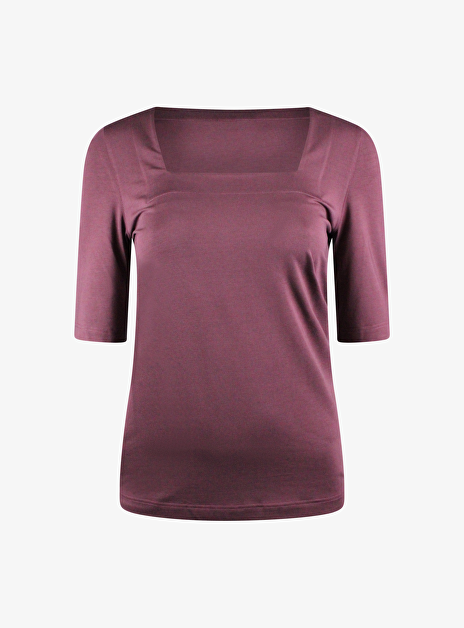 Shirt bordeaux met korte mouw en vierkante hals