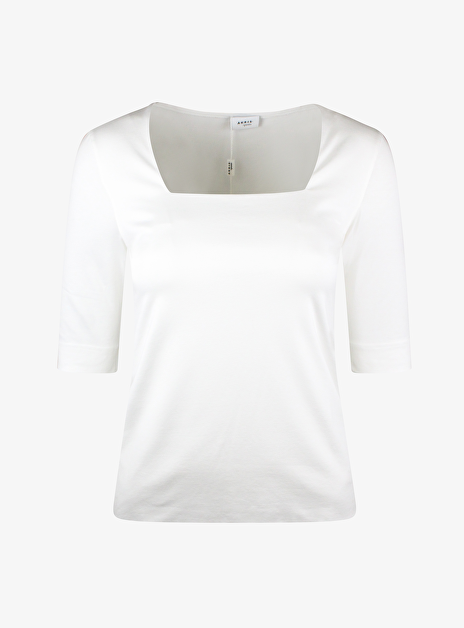 Shirt room wit met korte mouw en vierkante hals