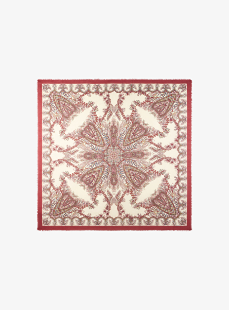 Shawl rood wit multicolor