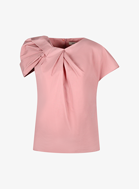 Top candle poederroze katoen met draperie op 1 schouder