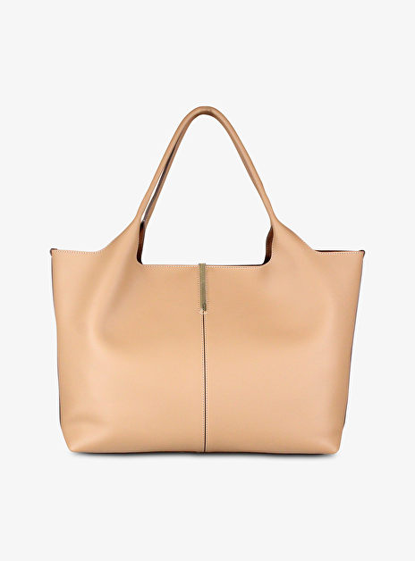 Shopping bag in leather medium camel