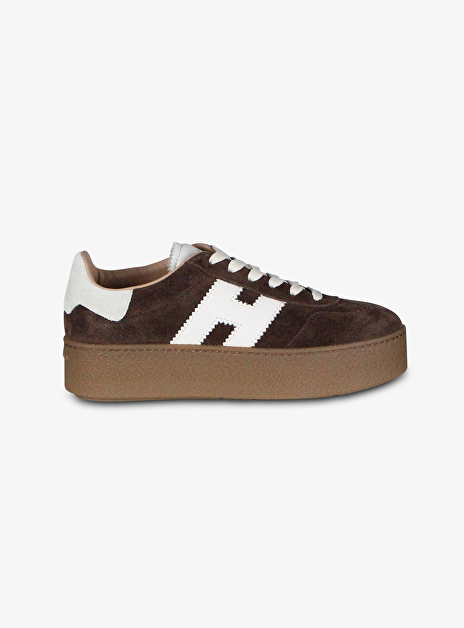 Sneaker h681 bruin suede met creme h cool met dikke zool