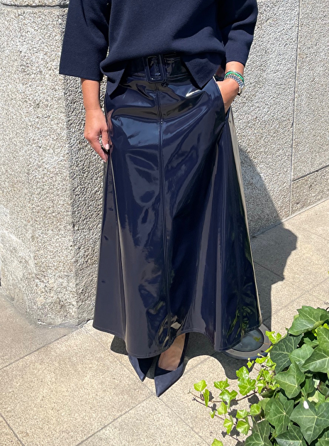 Rok dame2 faux lak leer marine