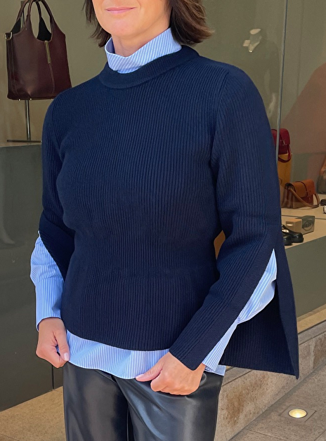 Pull mason marine met openvallende mouwen