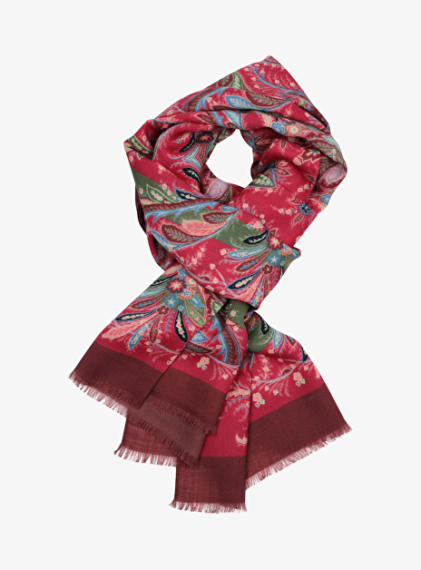 Shawl dessin rood bordeaux en multicolor