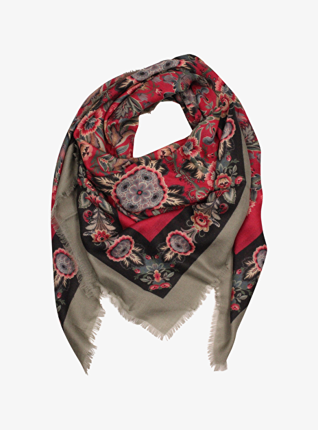 Shawl rood groen multicolor