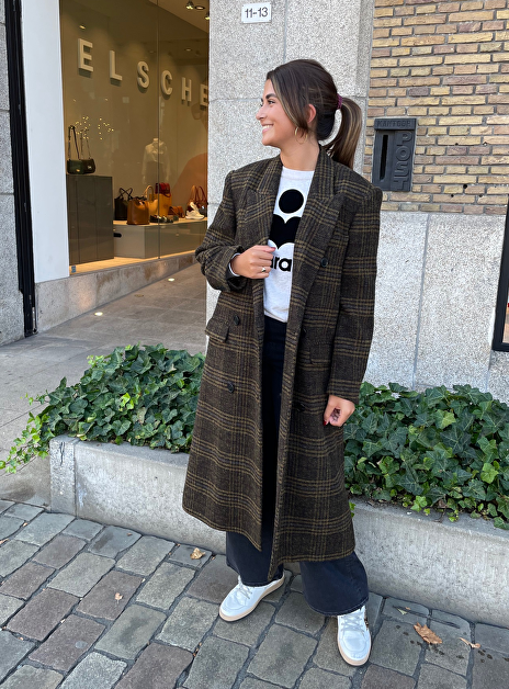 Jas lexana bruin geruit double breasted