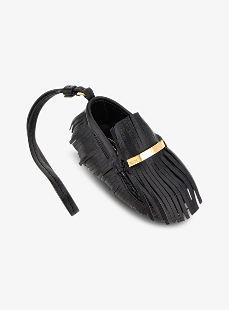 Bag charm leder zwart loafer