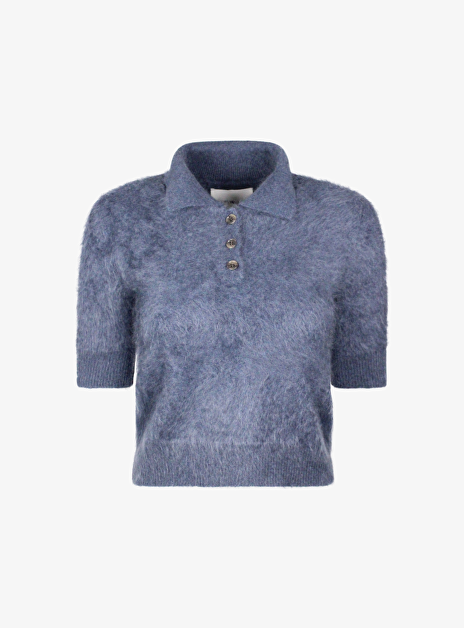 Pull polo carolyn blauw brushed cashmere