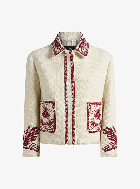 blazer wol creme met bordeaux borduursel