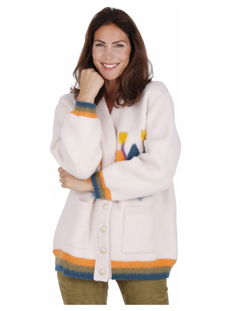 Vest multiprint kiezelbeige