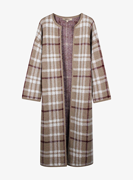 Vest manuel wol ruit camel