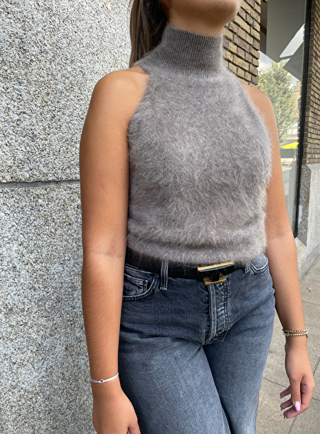 Pull leya brushed cashmere taupe