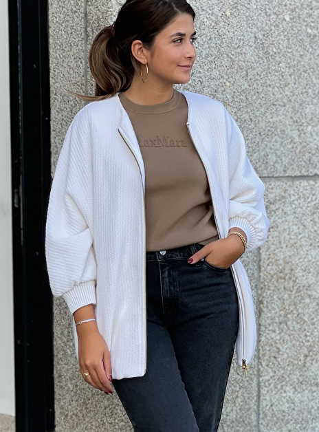 Cirino tricot bomber jas vest roomwit