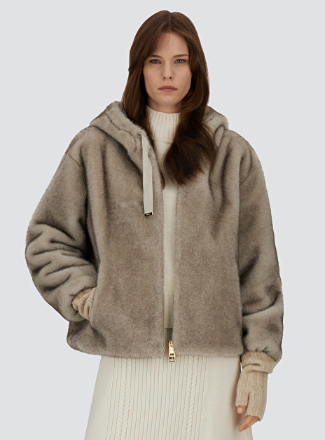 Jas bomber faux fur grijs taupe