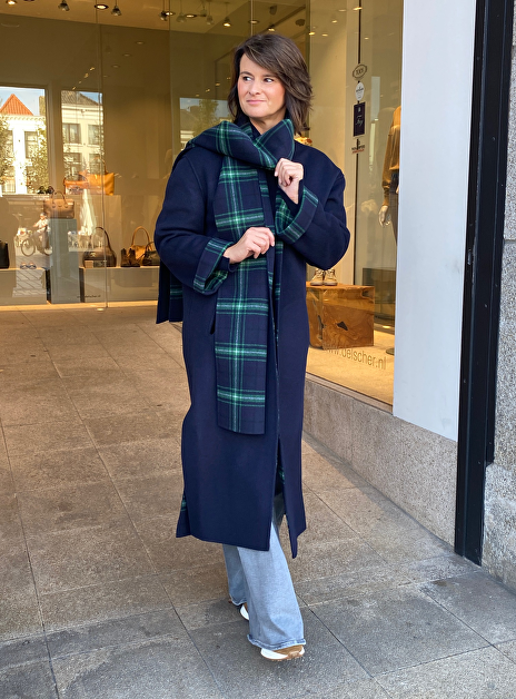 Jas camilla double face blauw groen ruit