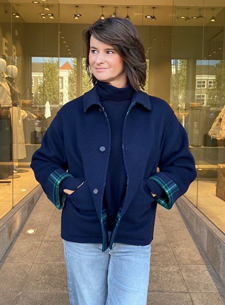 Jasje audrey double face blauw groen ruit