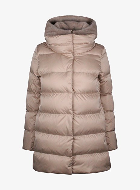 Jas beige faux fur puffer