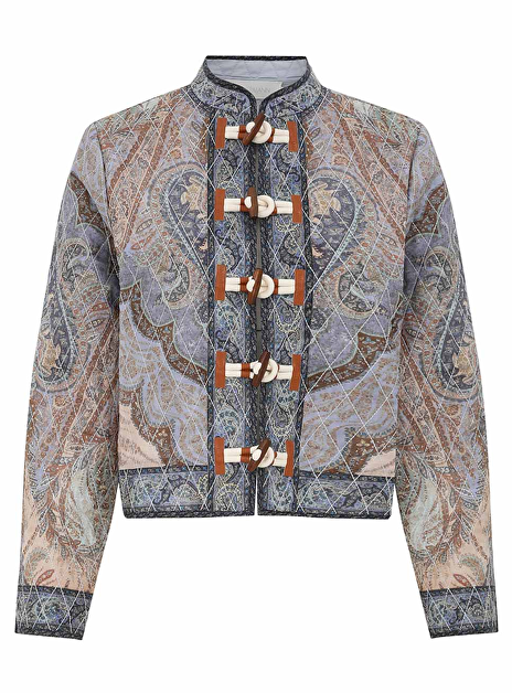 Blazer wanderlust blauw dessin quilted kort ronde hals