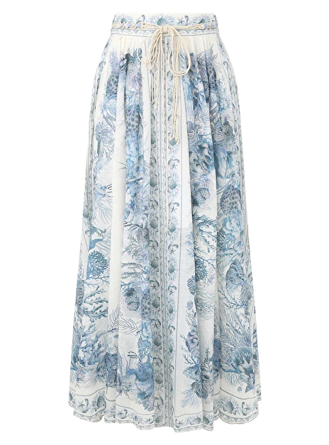 Rok wanderlust lichtblauw offwhite dessin