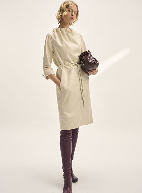 Jurk dartre faux leather offwhite