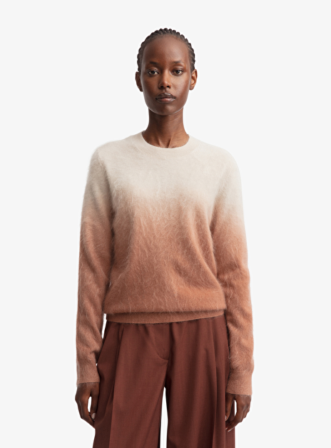 Pull kaleia dip dye beige poederroze ronde hals