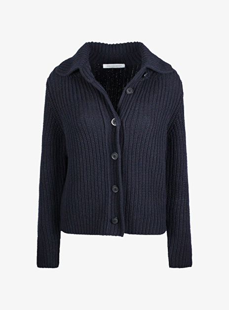 Vest cashmere artemisia navy met kraag