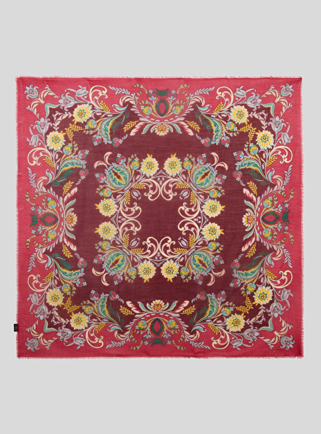 Shawl bordeaux met bloemenprint
