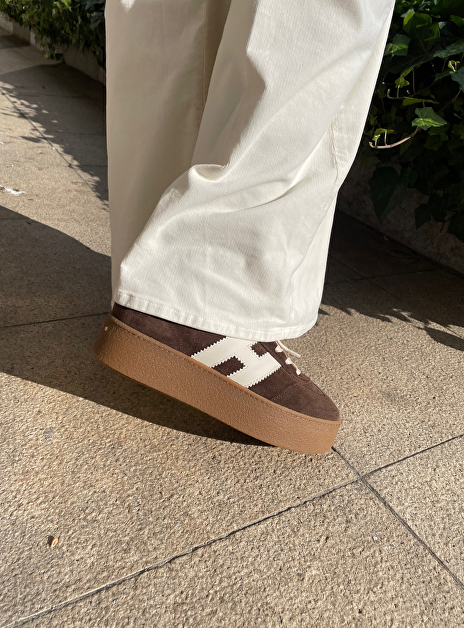 Sneaker h681 bruin suede met creme h cool met dikke zool