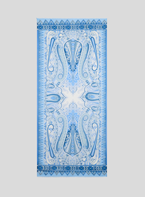 Shawl lichtblauw met wit